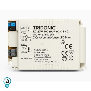 درایور LED ترایدونیک Tridonic مدل LC 20W 700mA fixC C SNC مناسب برای چراغ‌ها و پنل‌های 20 وات