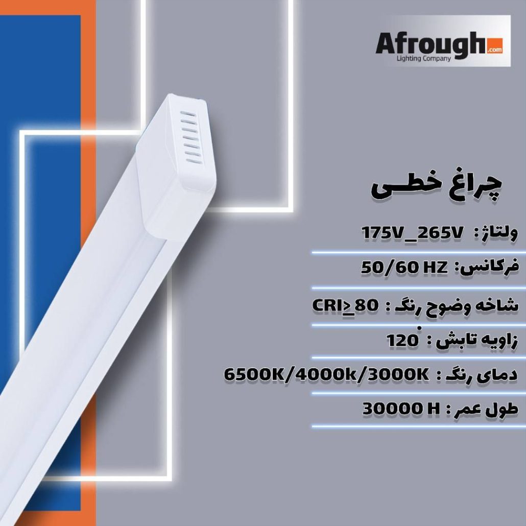 چراغ خطی براکت  80وات 120سانت افروغ