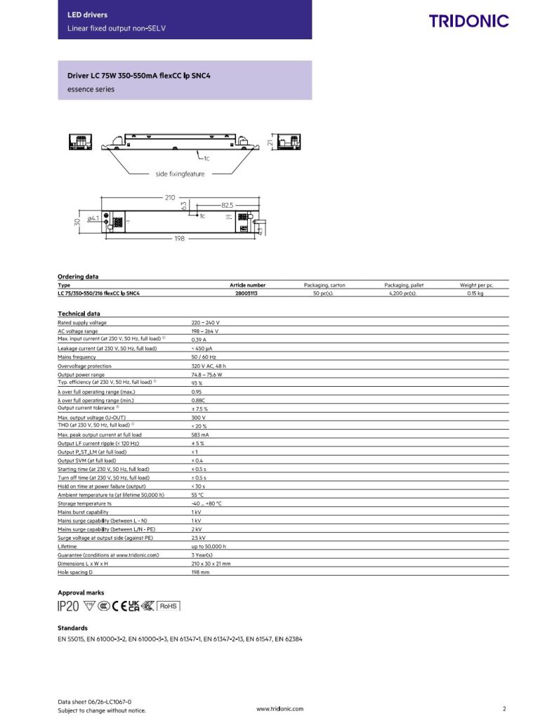 درایورترایدونیک  LC75/350_550/216flexCC Ip SNC4N